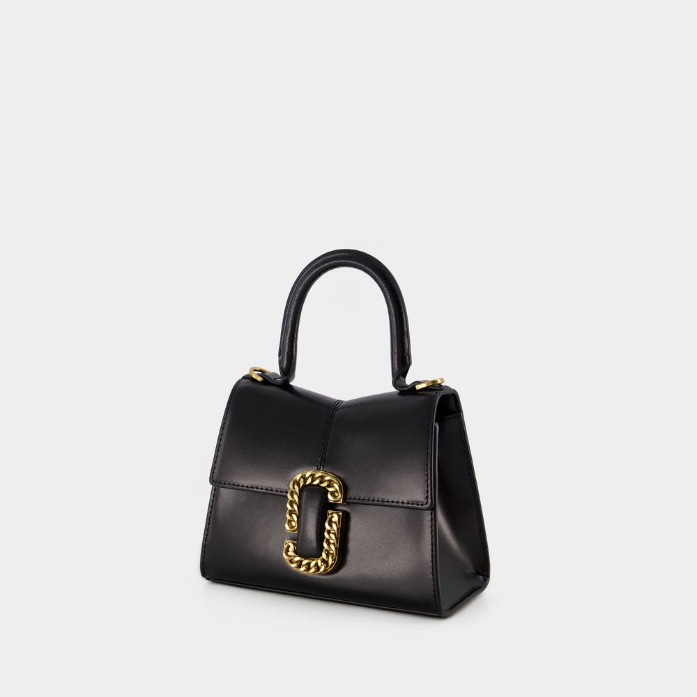 MARC JACOBS Mini Hobo Black Leather Handbag for Women - FW24 Collection