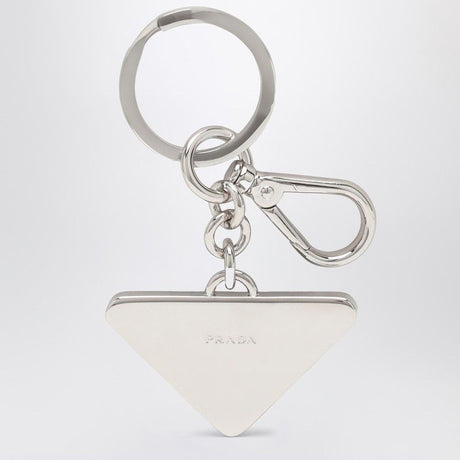 PRADA Elegant Black Key Ring with Leather Accents