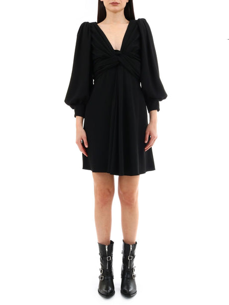 CELINE Elegant V-Neck Wrap Dress with Draping - Size S