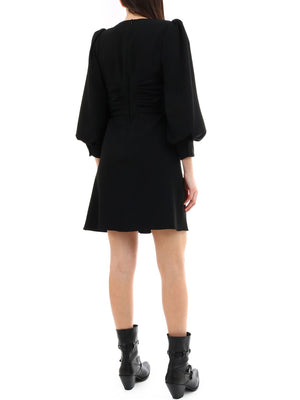 CELINE Black V-Neck Wrap Dress for Women - Stylish Draping and Long Sleeves for SS19