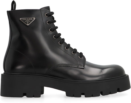 PRADA Men's Classic Leather Lace-Up Boots