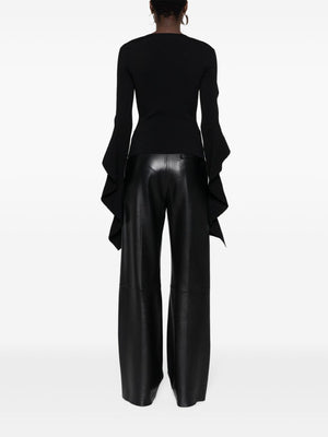 MUGLER Black Asymmetric Design Knit Top for Women