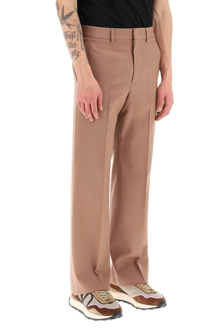 VALENTINO GARAVANI Slim Fit Pink Wool Tailored Trousers for Men - SS23