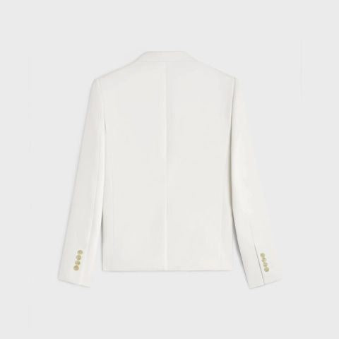 CELINE Mens White Americana Jacket with Notch Lapels for SS24