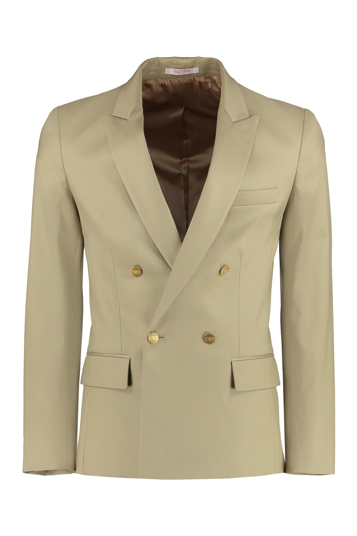 VALENTINO GARAVANI Sand-Colored Double-Breasted Cotton Jacket for Men