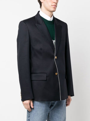 VALENTINO Men's Fitted Black Straight Jacket with Golden Buttons