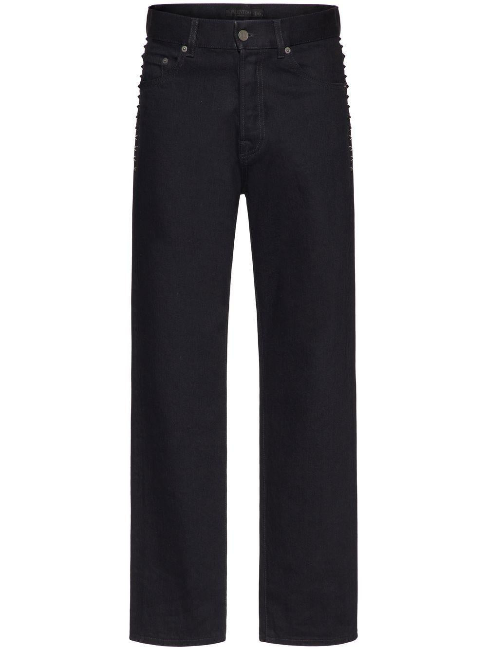 VALENTINO GARAVANI Untitled Studs Black Denim Slim Fit Jeans for Men