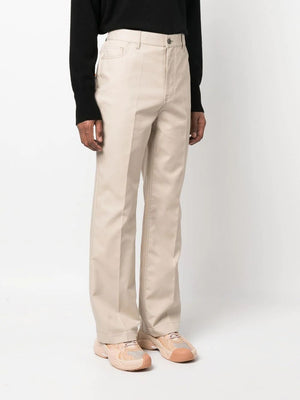 VALENTINO GARAVANI Beige Cotton Gabardine Trousers - Regular Fit for Men