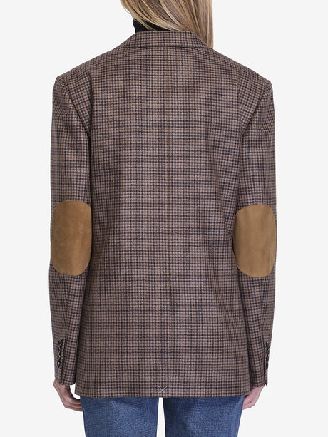 CELINE Classic Cashmere Jacket with All-Over Checkered Motif - Size FR