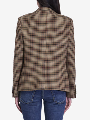 CELINE Single-Breasted Houndstooth Wool Jacket