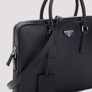 PRADA Saffiano Leather Executive Briefcase 36x28x5 cm