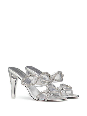 VALENTINO GARAVANI Silver Chain Slide Sandals for Women - SS23 Collection