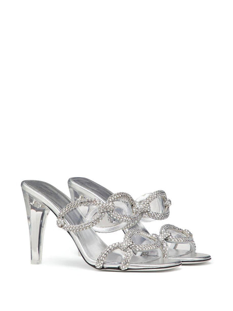 VALENTINO Silver Chain Slide Sandals for Women - SS23 Collection