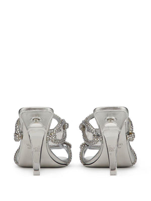 VALENTINO GARAVANI Silver Chain Slide Sandals for Women - SS23 Collection