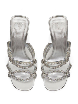 VALENTINO GARAVANI Silver Chain Slide Sandals for Women - SS23 Collection