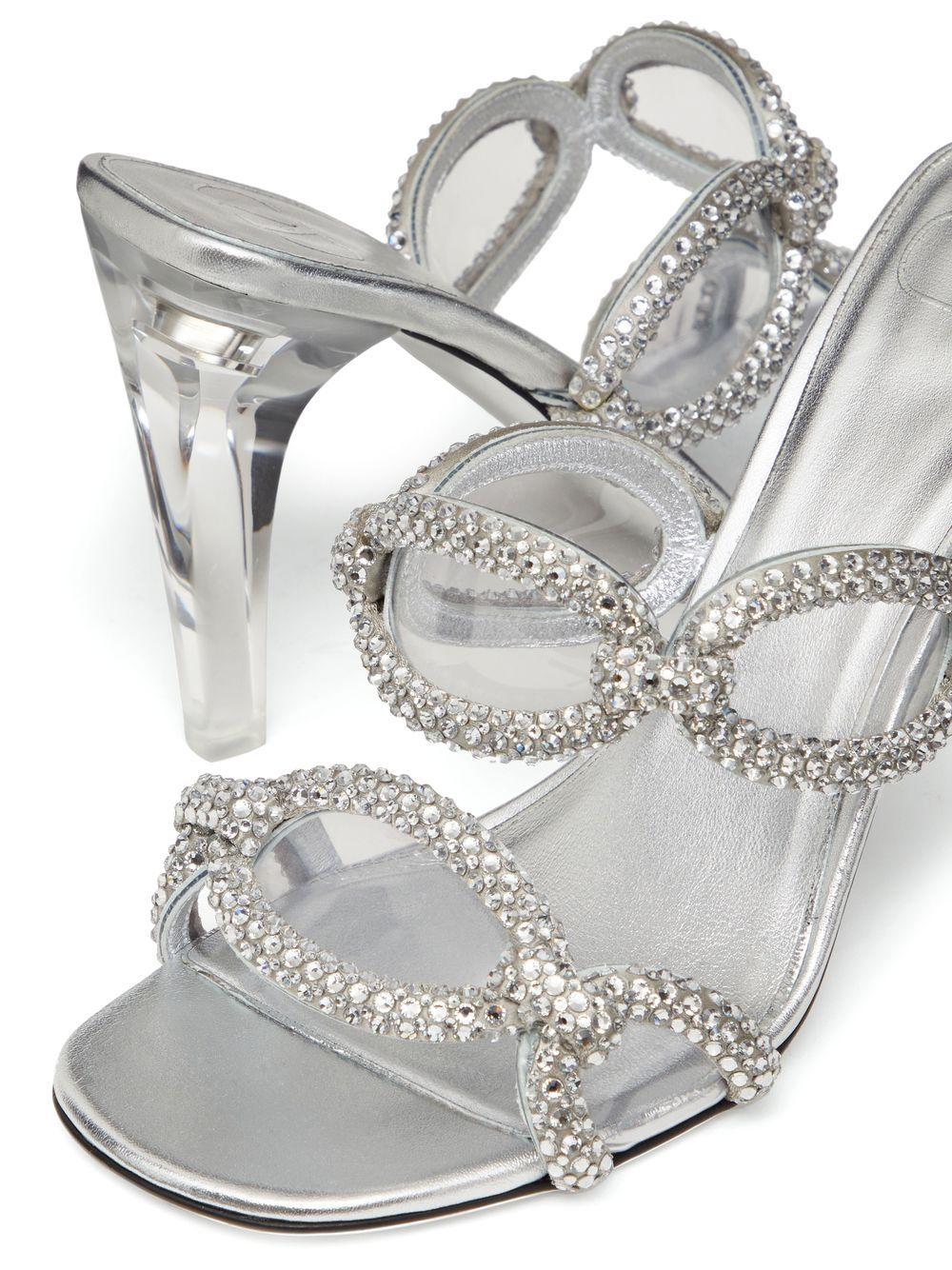 VALENTINO GARAVANI Silver Chain Slide Sandals for Women - SS23 Collection