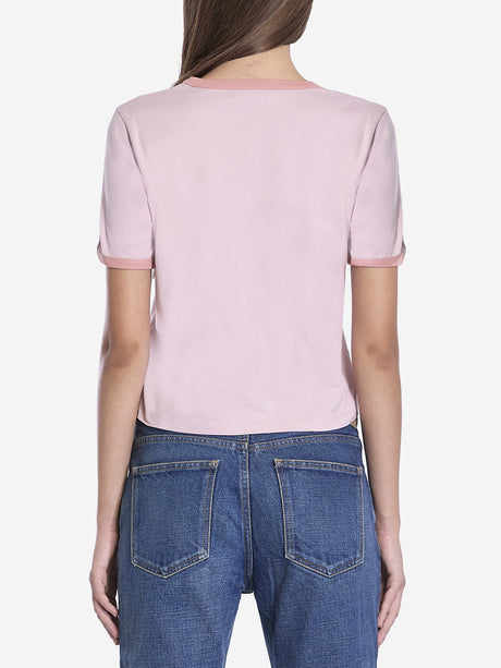 CELINE Cropped Crewneck T-Shirt for Women - Light Pink