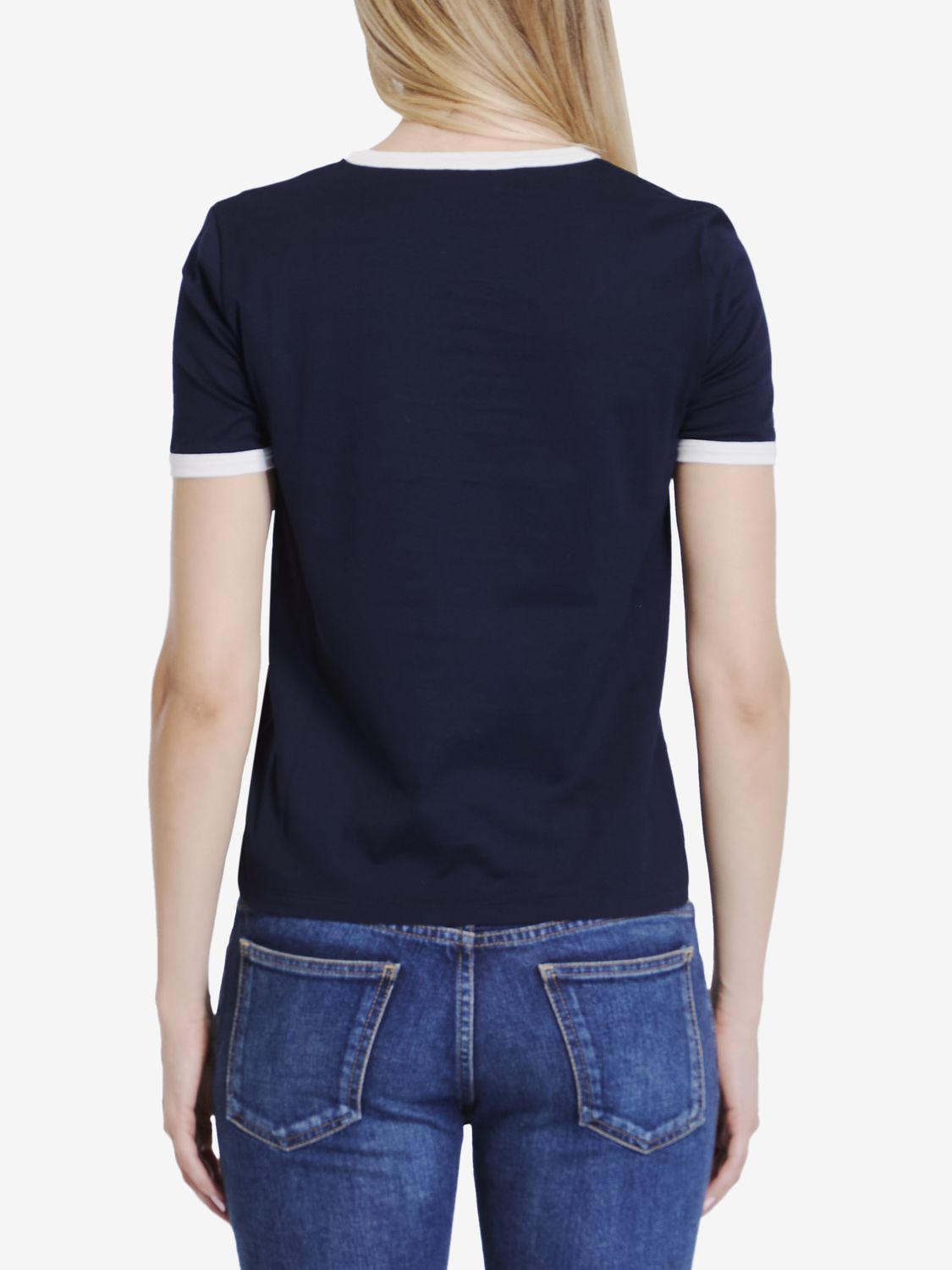 CELINE Parisian Chic Blue Crewneck T-shirt with Flocked Logo