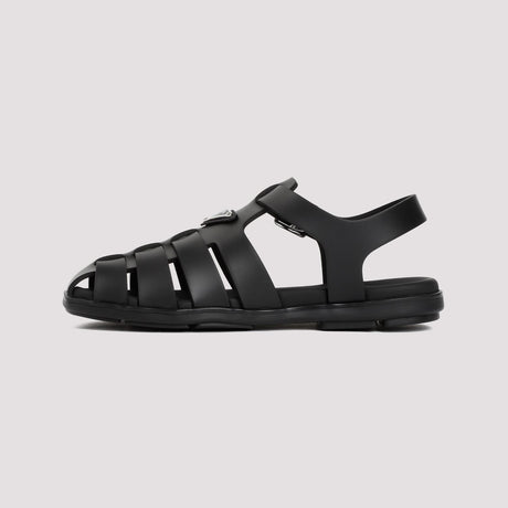 PRADA Men's Black Soft Project Sandals for SS24