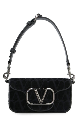 VALENTINO Mini Black Goatskin Crossbody Handbag with Iconic Pattern and Leather Accents, 20cm