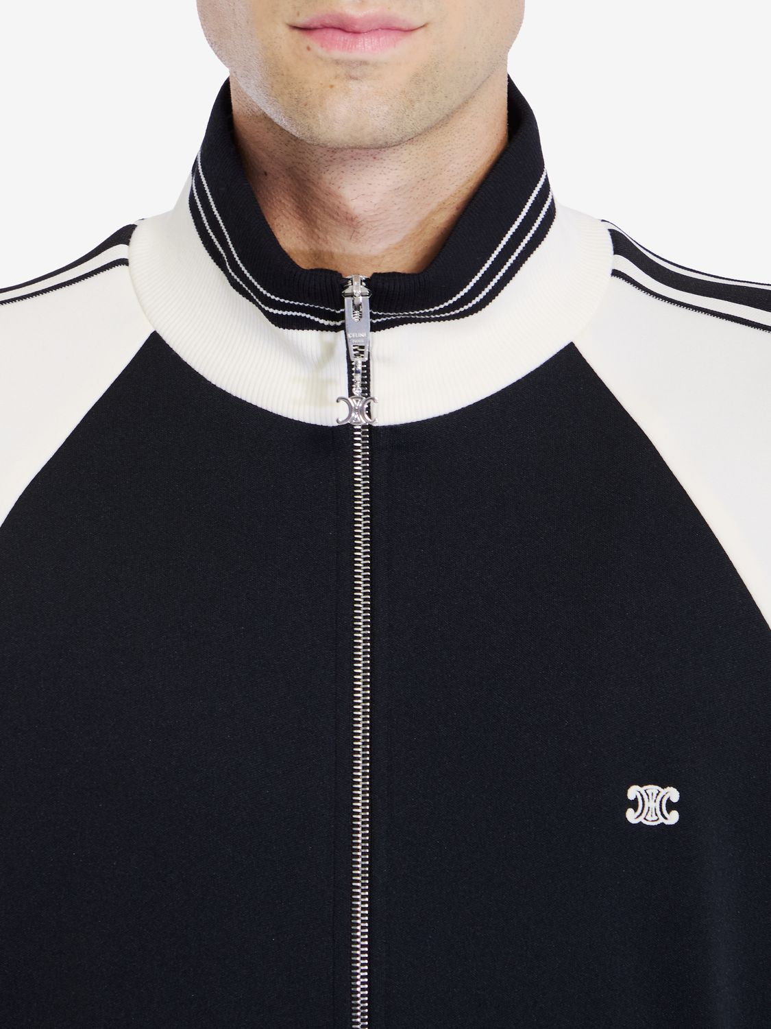 CELINE Triomphe Track Jacket – Black and Cream