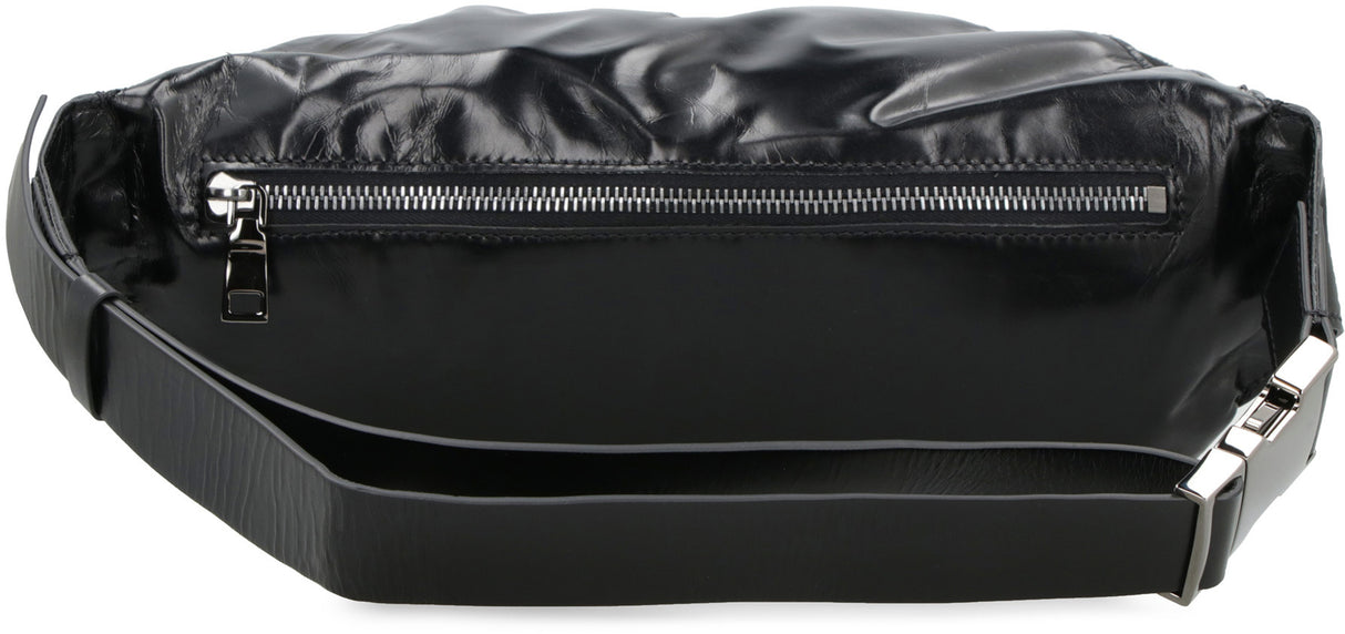 VALENTINO Men's Black Soft Leather Belt Handbag - SS23