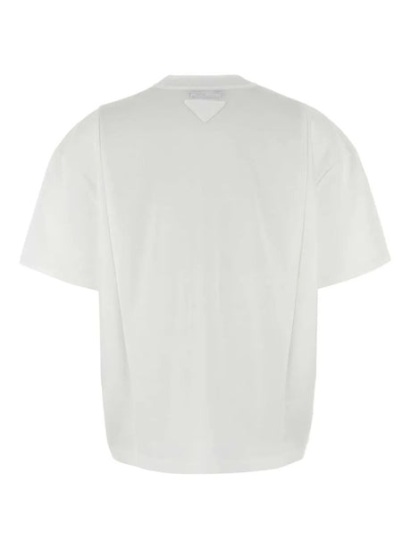 PRADA Back Logo Patch Cotton T-Shirt for Men - SS25 Collection