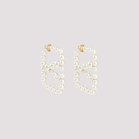 VALENTINO GARAVANI Signature Pearl-Embellished VLogo Earrings