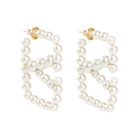 VALENTINO GARAVANI Signature Pearl-Embellished VLogo Earrings