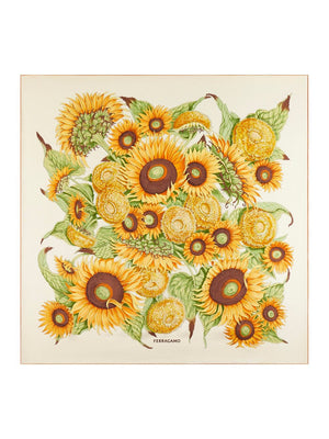 Ferragamo Sunflower Print Silk Scarf