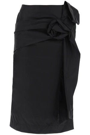 Chân váy bút chì có họa tiết hoa hồng ép trong màu đen - Bộ sưu tập SS24
