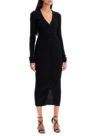 MAGDA BUTRYM Fitted Crochet Midi Dress with Long Sleeves