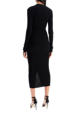 MAGDA BUTRYM Fitted Crochet Midi Dress with Long Sleeves