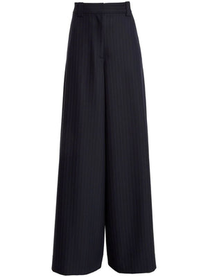 KHAITE Blue Pinstriped Wide Leg Trousers for Women