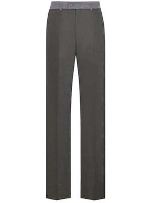 DIOR HOMME Dark Grey Technical Canvas Pants with Jacquard CD Motif and Contrast Bands