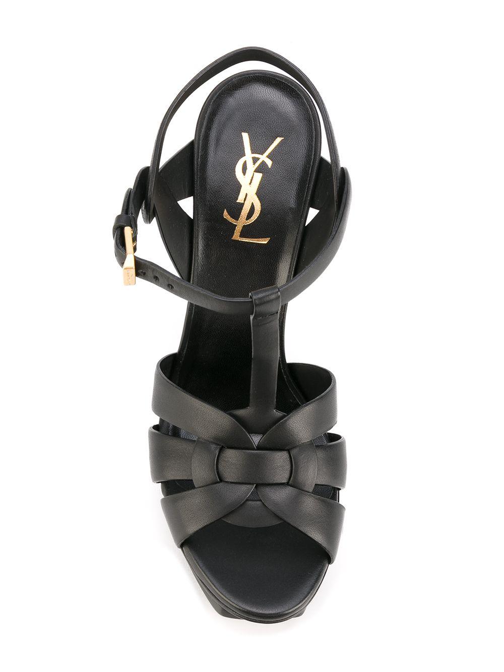 SAINT LAURENT Black Stiletto Heeled Leather Sandals for Women