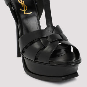 SAINT LAURENT Black Stiletto Heeled Leather Sandals for Women