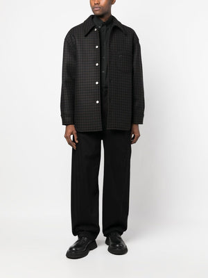 COURREGÈS Oversized Black and Chocolate Vichy Wool Men's Shirt for FW22