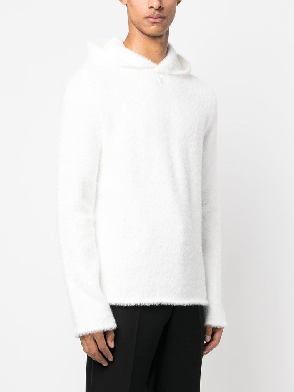 COURREGÈS Men's White Hairy Hoodie for FW23