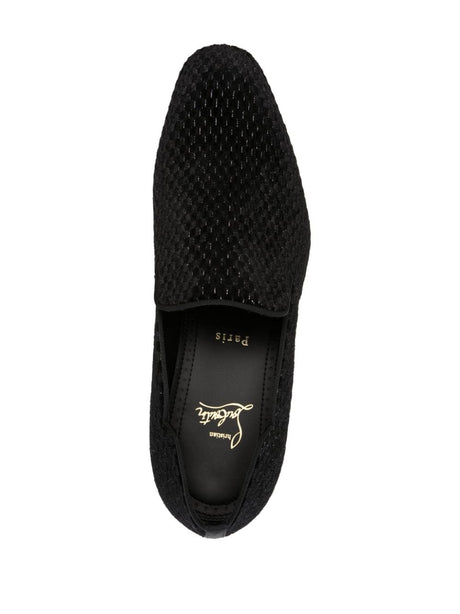 CHRISTIAN LOUBOUTIN Dandy Chick Black Velvet Loafers for Men | FW23 Collection