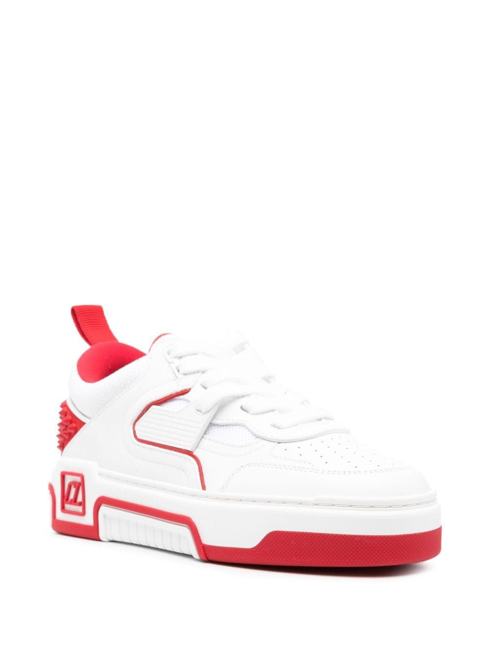 CHRISTIAN LOUBOUTIN White Leather Sneaker with Spikes and CL Monogram for Women
