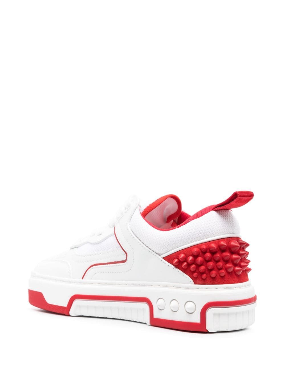 CHRISTIAN LOUBOUTIN White Leather Sneaker with Spikes and CL Monogram for Women