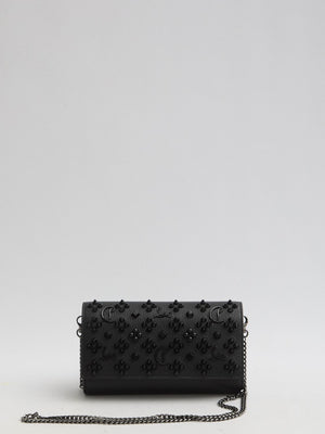 CHRISTIAN LOUBOUTIN Mini Chain Wallet in Black Grained Calfskin