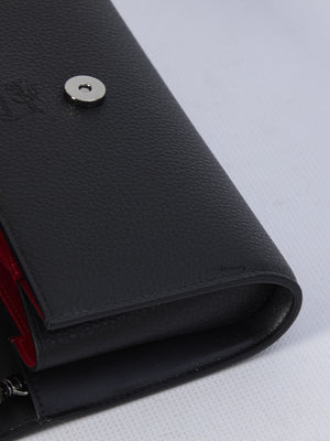 CHRISTIAN LOUBOUTIN Mini Chain Wallet in Black Grained Calfskin