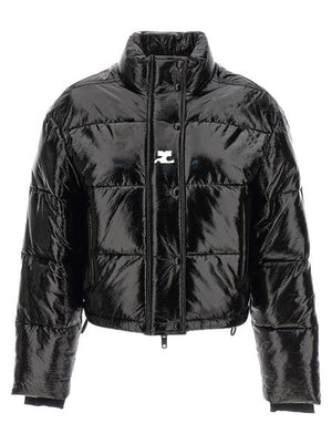 COURREGÈS Glossy Vinyl Quilted High-Neck Puffer Jacket