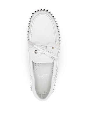 CHRISTIAN LOUBOUTIN WHITE 100% Leather LEATHER SMOOTH GRAIN FLAT SHOES