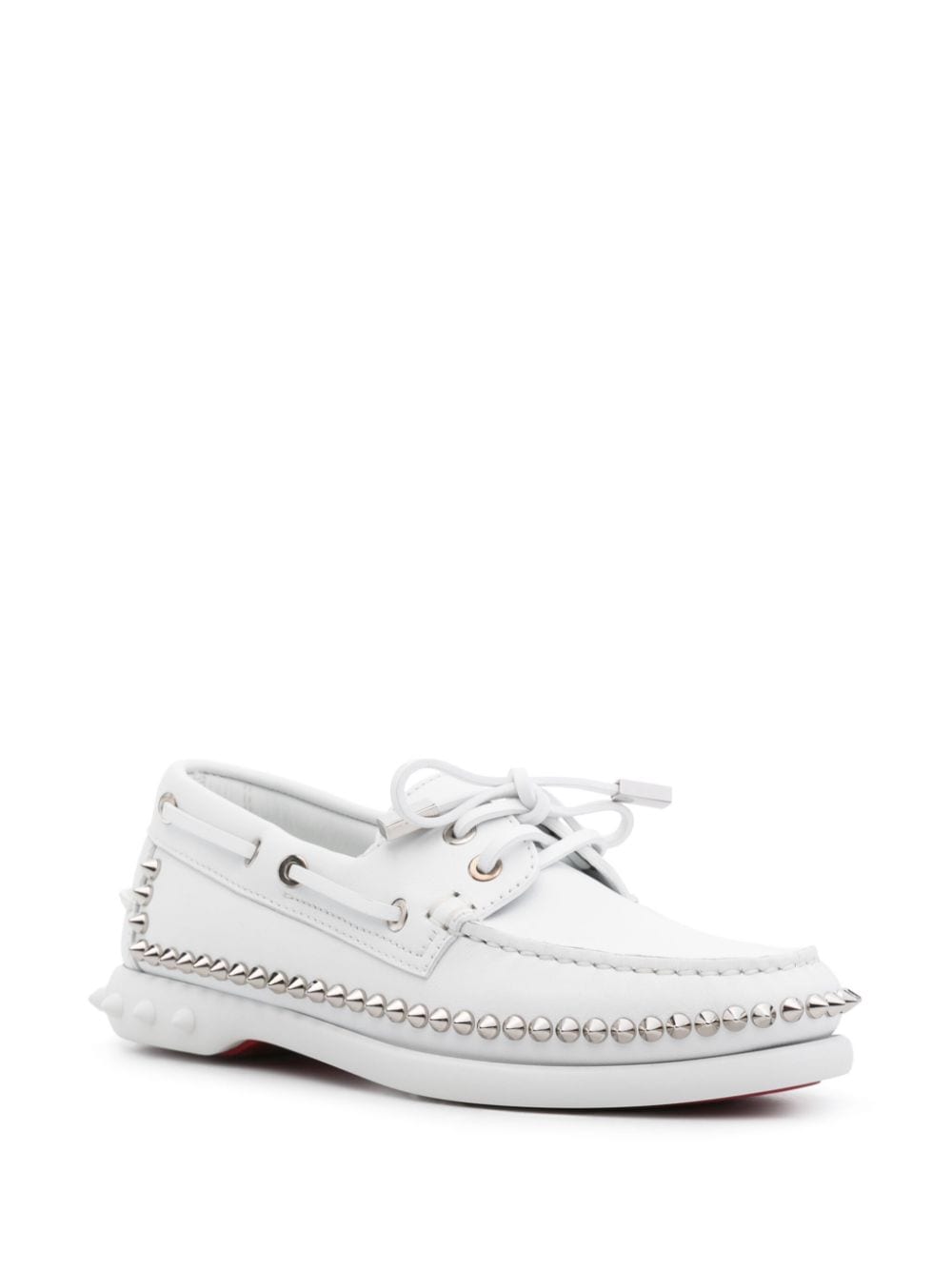 CHRISTIAN LOUBOUTIN WHITE 100% Leather LEATHER SMOOTH GRAIN FLAT SHOES