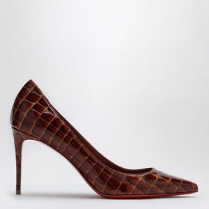 CHRISTIAN LOUBOUTIN Acajou Brown Alligator Embossed Leather Pumps