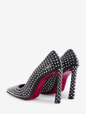 CHRISTIAN LOUBOUTIN Studded Spikes Leather Pumps with Red Sole - Heel Height 4"