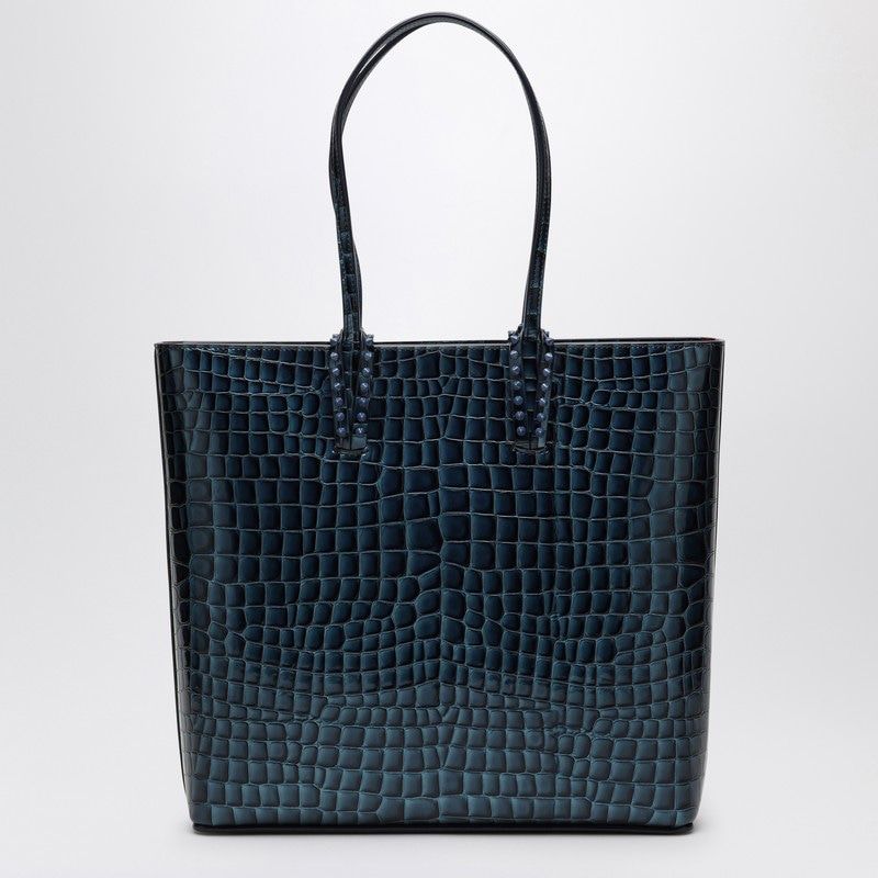 CHRISTIAN LOUBOUTIN Cabata Blue Leather Tote Handbag